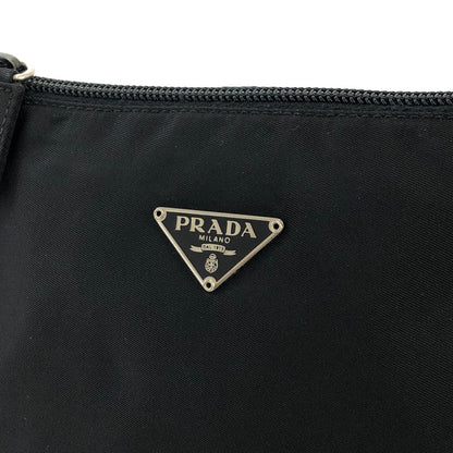 PRADA Triangle logo Nylon Small Handbag Black Vintage zxc8ev