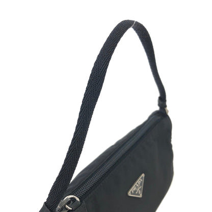PRADA Triangle logo Nylon Small Handbag Black Vintage zxc8ev