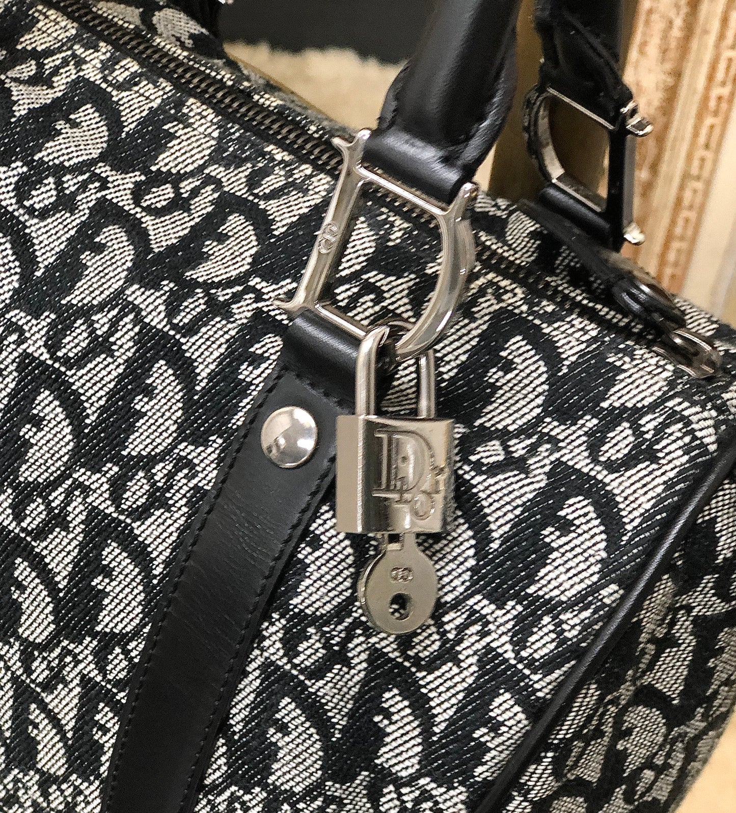 Christian Dior Trotter Jacquard Mini Bostonbag Handbag Black Vintage Old turmxz