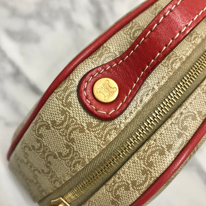 CELINE Macadam PVC leather mini bag vanity handbag red beige vintage old celine wswjnd