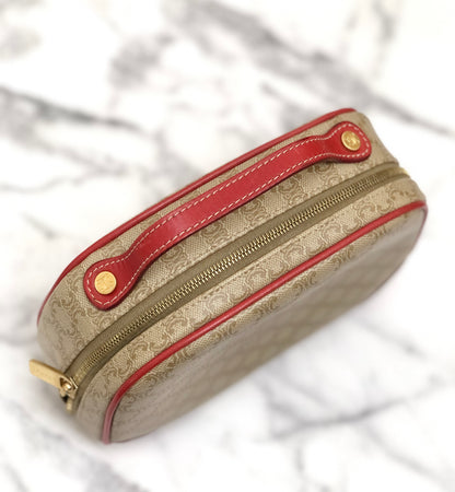 CELINE Macadam PVC leather mini bag vanity handbag red beige vintage old celine wswjnd