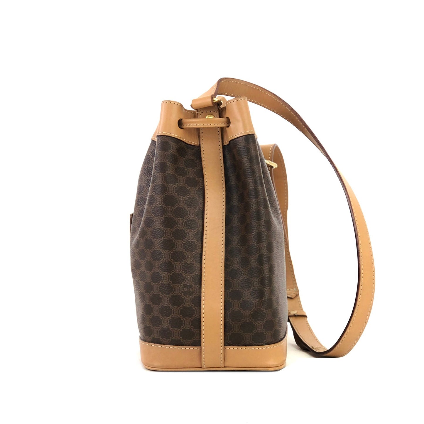 CELINE Macadam Drawstring Shoulderbag Brown Vintage Old CELINE vzg8ta