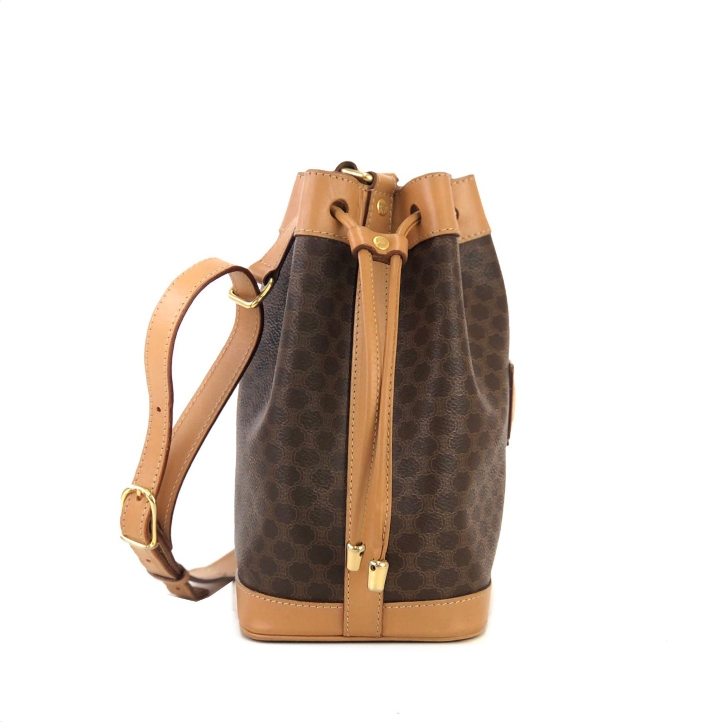 CELINE Macadam Drawstring Shoulderbag Brown Vintage Old CELINE vzg8ta