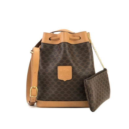 CELINE Macadam Drawstring Shoulderbag Brown Vintage Old CELINE vzg8ta