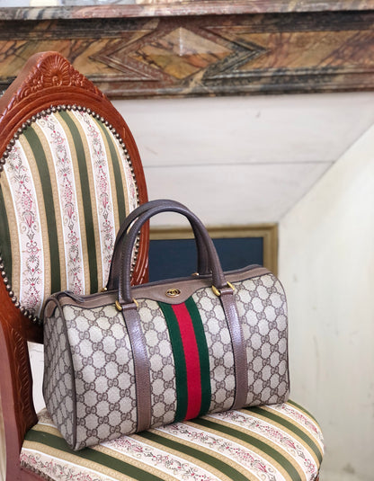 GUCCI sherry line logo GG plus mini Boston handbag beige vintage old Gucci i7zkih