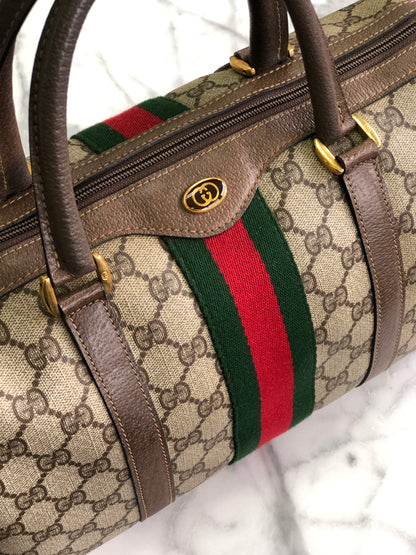 GUCCI sherry line logo GG plus mini Boston handbag beige vintage old Gucci i7zkih