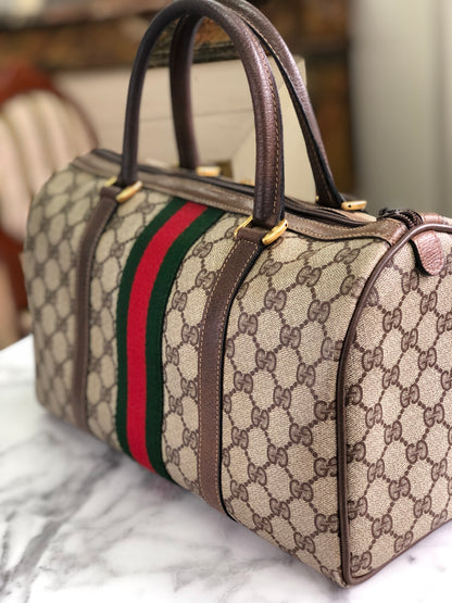 GUCCI sherry line logo GG plus mini Boston handbag beige vintage old Gucci i7zkih