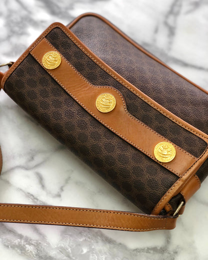 CELINE Macadam Coins Crossbody Shoulder bag Brown Vintage Old CELINE hkvufa