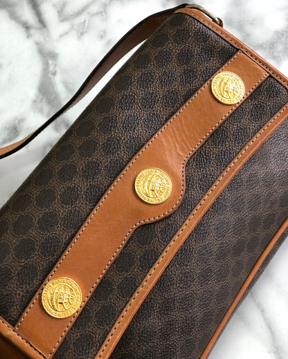 CELINE Macadam Coins Crossbody Shoulder bag Brown Vintage Old CELINE hkvufa