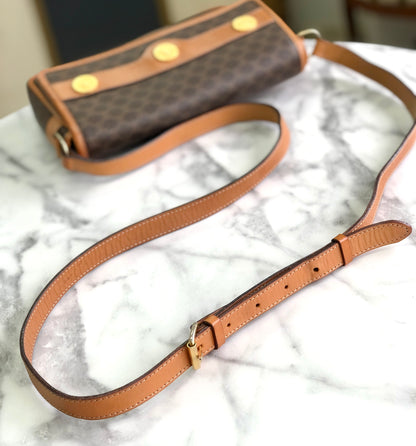 CELINE Macadam Coins Crossbody Shoulder bag Brown Vintage Old CELINE hkvufa