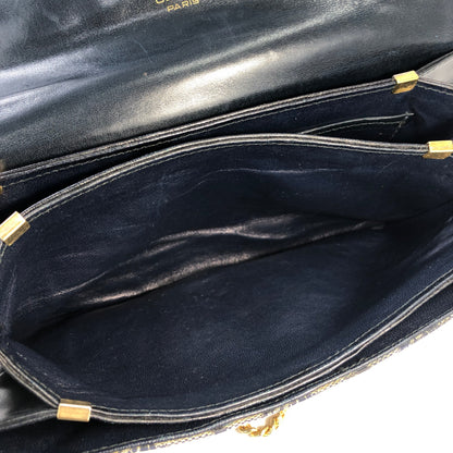 CELINE C Macadam Horse carriage Jacquard Chain Shoulder bag Navy Vintage Old CELINE zhrv7p