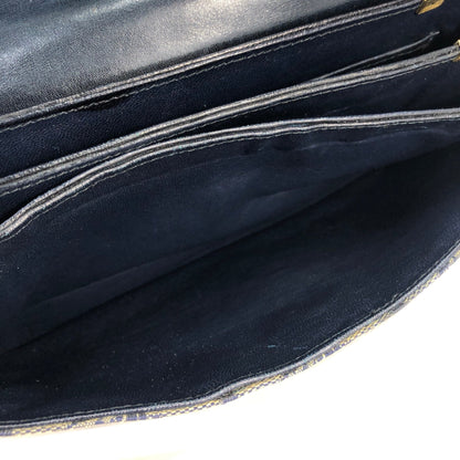 CELINE C Macadam Horse carriage Jacquard Chain Shoulder bag Navy Vintage Old CELINE zhrv7p