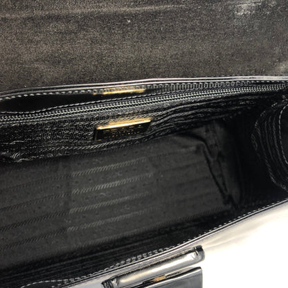 PRADA Turn lock Glass leather Handbag Black Vintage Old ppsrdt