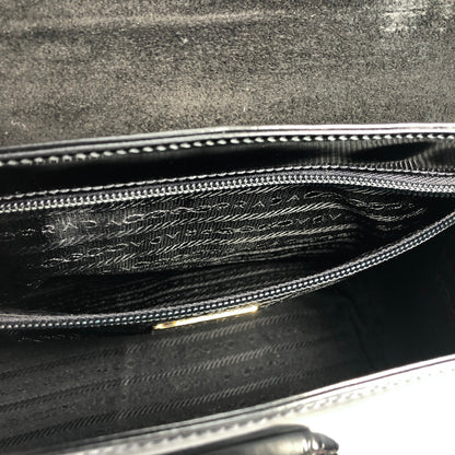 PRADA Turn lock Glass leather Handbag Black Vintage Old ppsrdt
