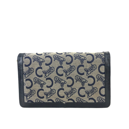 CELINE C Macadam Horse carriage Jacquard Chain Shoulder bag Navy Vintage Old CELINE zhrv7p