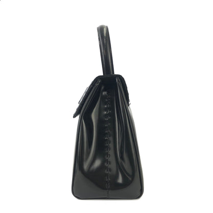 PRADA Turn lock Glass leather Handbag Black Vintage Old ppsrdt