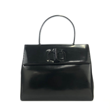 PRADA Turn lock Glass leather Handbag Black Vintage Old ppsrdt