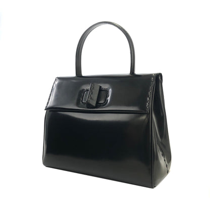 PRADA Turn lock Glass leather Handbag Black Vintage Old ppsrdt