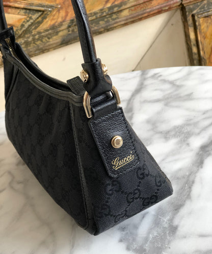 GUCCI GG canvas Horsebit Hobo bag Handbag Black Vintage Old Gucci tfaubm