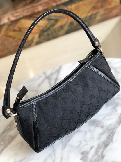 GUCCI GG canvas Horsebit Hobo bag Handbag Black Vintage Old Gucci tfaubm