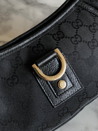 GUCCI GG canvas Horsebit Hobo bag Handbag Black Vintage Old Gucci tfaubm