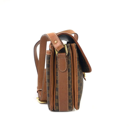 CELINE Macadam Horsebit Shoulder Bag Brown Vintage Old Celine y5xsiz