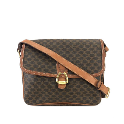 CELINE Macadam Horsebit Shoulder Bag Brown Vintage Old Celine y5xsiz