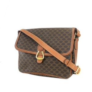 CELINE Macadam Horsebit Shoulder Bag Brown Vintage Old Celine y5xsiz