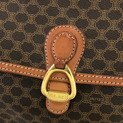 CELINE Macadam Horsebit Shoulder Bag Brown Vintage Old Celine y5xsiz