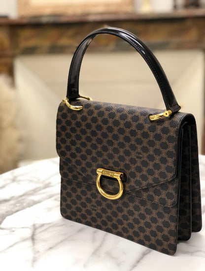 CELINE Macadam Gancini 雙翻蓋手提包 黑色 復古 舊款 CELINE 8vz2n8