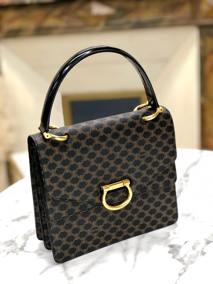 CELINE Macadam Gancini 雙翻蓋手提包 黑色 復古 舊款 CELINE 8vz2n8