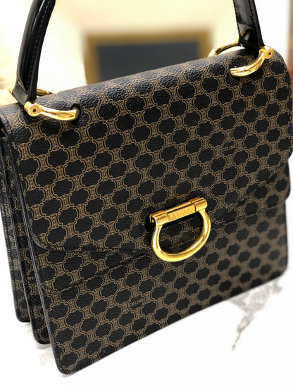 CELINE Macadam Gancini 雙翻蓋手提包 黑色 復古 舊款 CELINE 8vz2n8