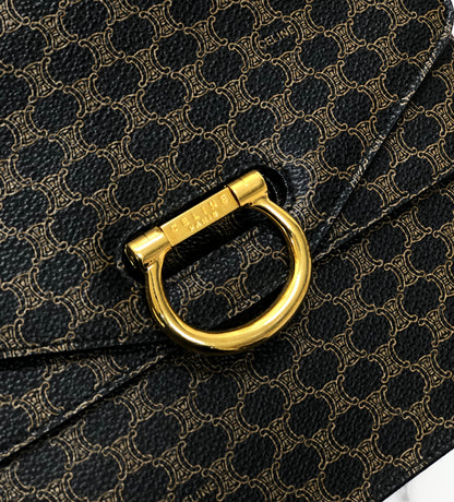 CELINE Macadam Gancini 雙翻蓋手提包 黑色 復古 舊款 CELINE 8vz2n8