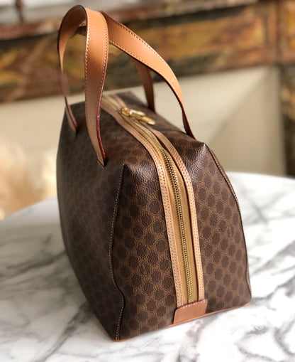 CELINE Macadam Logo Mini Boston bag Handbag Brown Vintage Old CELINE 2vkgdz