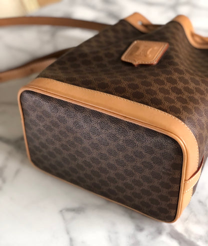 CELINE Macadam Drawstring Shoulderbag Brown Vintage Old CELINE vzg8ta