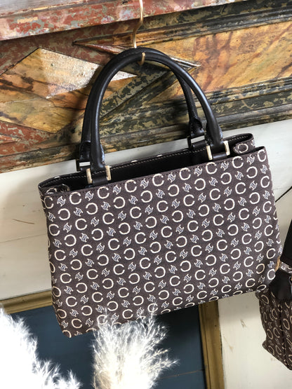 CELINE C Macadam 提花手提包棕色復古舊款 Celine tpdk5w