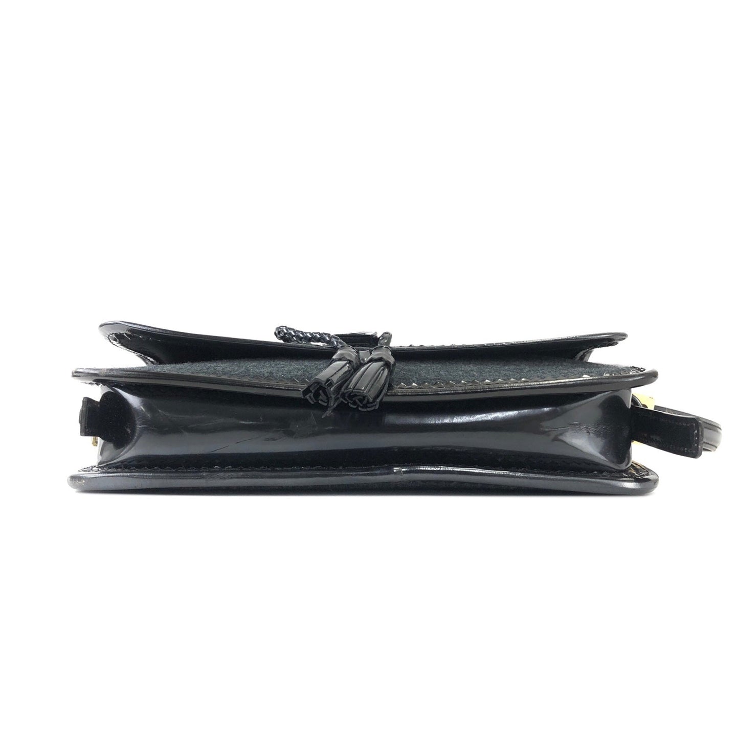 LOEWE Anagram Front Tassel Handbag Shoulder bag Black Vintage Old tbue2p