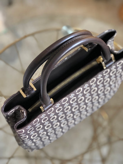 CELINE C Macadam 提花手提包棕色復古舊款 Celine tpdk5w