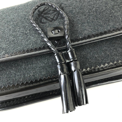 LOEWE Anagram Front Tassel Handbag Shoulder bag Black Vintage Old tbue2p