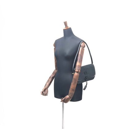 LOEWE Anagram Front Tassel Handbag Shoulder bag Black Vintage Old tbue2p