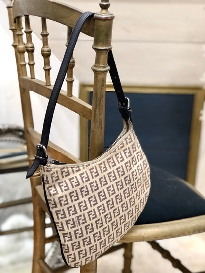FENDI Zucchino one shoulder handbag beige vintage old yv64ch