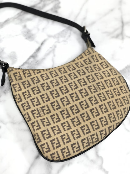 FENDI Zucchino one shoulder handbag beige vintage old yv64ch