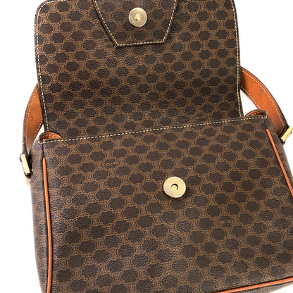 CELINE Macadam 圓形標誌斜背包肩背包棕色復古舊 Celine d438gu