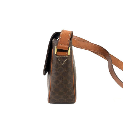 CELINE Macadam 圓形標誌斜背包肩背包棕色復古舊 Celine d438gu