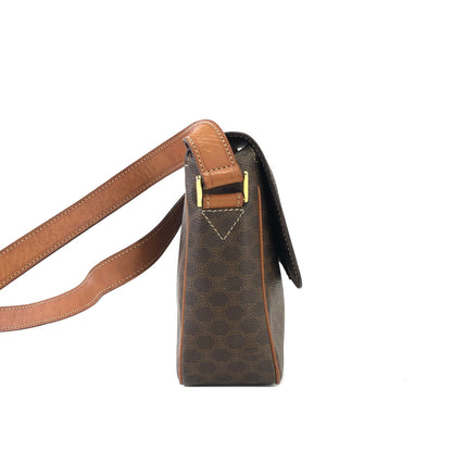 CELINE Macadam 圓形標誌斜背包肩背包棕色復古舊 Celine d438gu