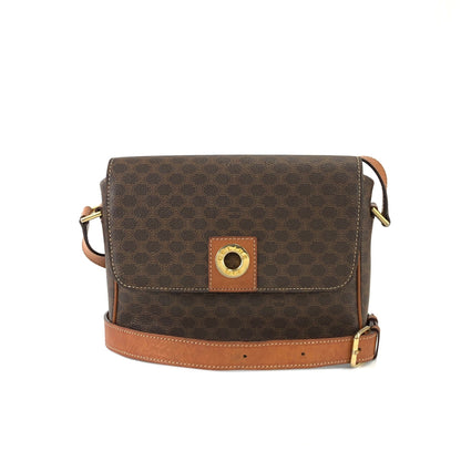CELINE Macadam 圓形標誌斜背包肩背包棕色復古舊 Celine d438gu