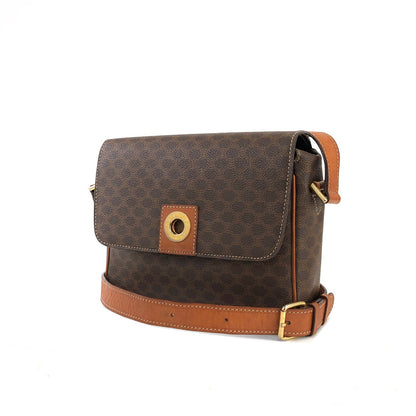 CELINE Macadam 圓形標誌斜背包肩背包棕色復古舊 Celine d438gu