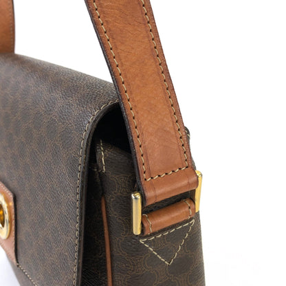 CELINE Macadam 圓形標誌斜背包肩背包棕色復古舊 Celine d438gu