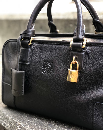 LOEWE Amazona 28 Anagram Bostonbag Handbag Black Vintage frrmrz