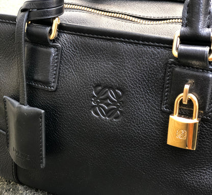 LOEWE Amazona 28 Anagram Bostonbag Handbag Black Vintage frrmrz